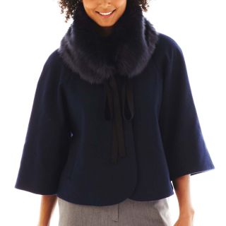 COLLEZIONE Capelet Coat, Navy, Womens