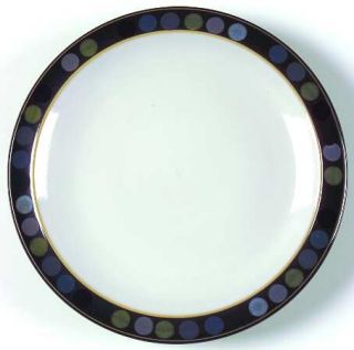 Denby Langley Jet Dots Tea Plate, Fine China Dinnerware   Black With Colored Dot