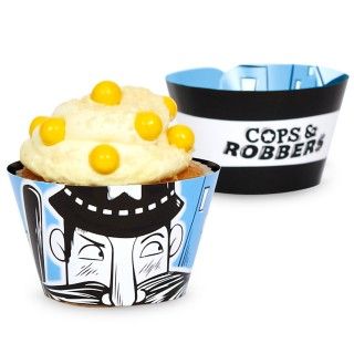 Cops and Robbers Party Reversible Cupcake Wrappers
