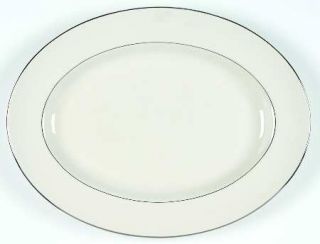 Pickard Mist 15 Oval Serving Platter, Fine China Dinnerware   Platinum Trim & V