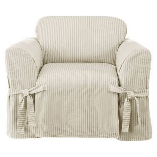Sure Fit Ticking Stripe Chair Slipcover   Gray