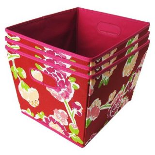 Room Essentials Red Floral 15.5in Large Fabric bin s/3   Large