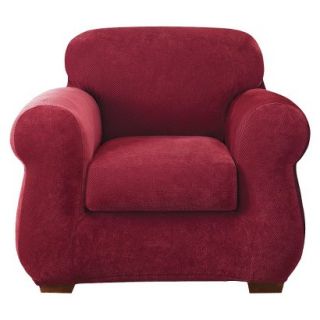 Sure Fit Stretch Pique 3 Pc Chair Slipcover   Garnet