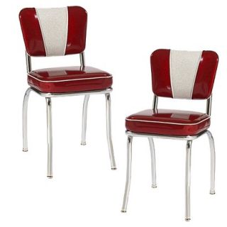Dining Chair V Back Diner Chair   Red   Set of 2