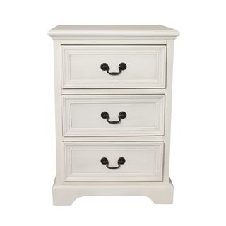 Casa Cortes Casa Cortes Hand painted 3 drawer Antique White Solid Wood Night Stand Beige Size 3 drawer