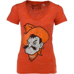 Oklahoma State Cowboys NCAA Womens Antique Vneck Tri Burnout T Shirt