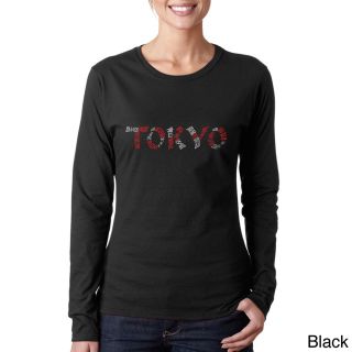 Los Angeles Pop Art Los Angeles Pop Art Womens Tokyo Long Sleeve T shirt Black Size S (4  6)