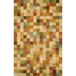 Hand tufted Mini Squares Beige Wool Rug (8 X 10)