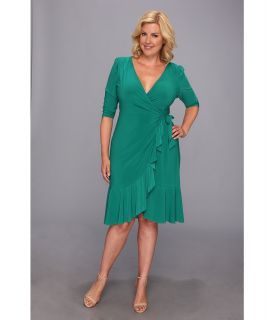 Kiyonna Whimsy Wrap Dress Womens Dress (Green)
