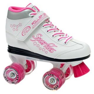 Lake Placid White/Pink Sparkles Girls Lighted Wheel Skate   2.0