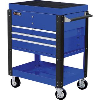 Homak Pro Series Service Cart with Sliding Top Panels   35 Inch, Blue, Model