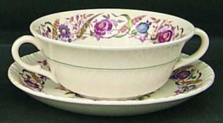 Wedgwood Cornflower Flat Cream Soup Bowl & Saucer Set, Fine China Dinnerware   S
