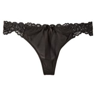 Gilligan & OMalley Womens Micro With Lace Back Thong   Black L