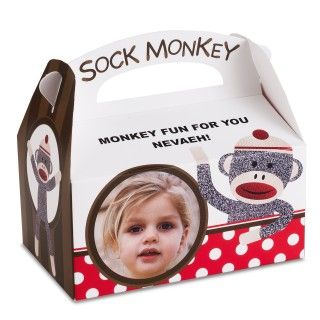 Sock Monkey Red   Personalized Empty Favor Boxes