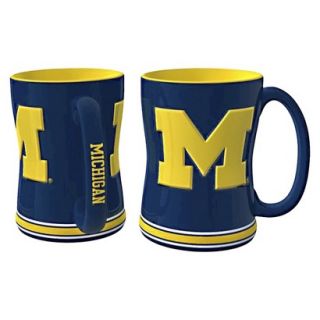 Boelter Brands NCAA 2 Pack Michigan Wolverines Sculpted Relief Style Coffee Mug