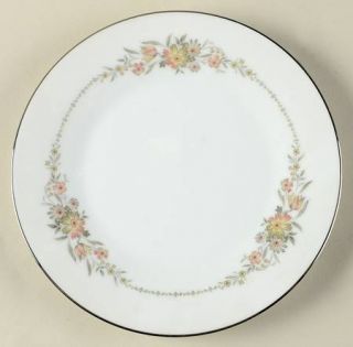 Noritake Gina Bread & Butter Plate, Fine China Dinnerware   Pink/Gray Flowers