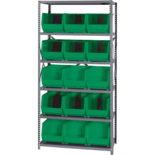 Quantum Storage Complete Shelving System with Large Parts Bins   18 Inch x 36