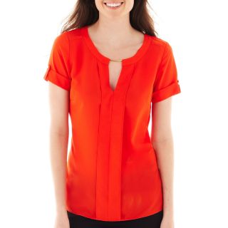 Worthington Short Sleeve Tunic Top, Orange