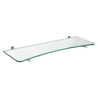 Wall Shelf Concave Clear Glass Shelf With Silver Atlas Supports   31.5
