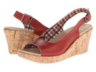 Crocs A Leigh Wedge Leather Womens Shoes (Red)