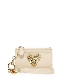 Floral Heart Faux Leather Key Pouch, Ivory