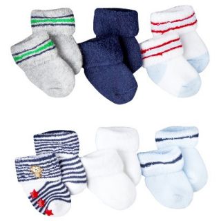 Just One YouMade by Carters Newborn Boys 6 Pack Terry Cuff Monkey Socks  