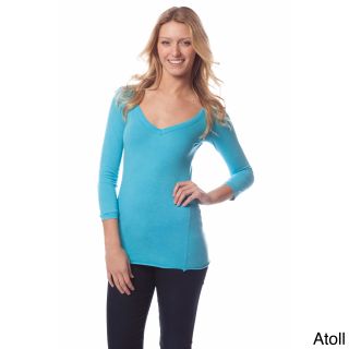 AtoZ AtoZ Womens 3/4 sleeve V neck Top Blue Size S (4  6)