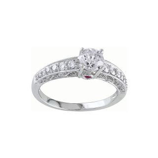 Diamond & Color Enhanced Pink Sapphire Ring, White, Womens