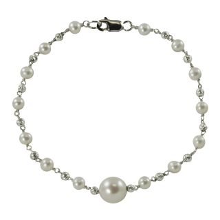 Sterling Silver Cultured Freshwater Pearl Bracelet, Womens