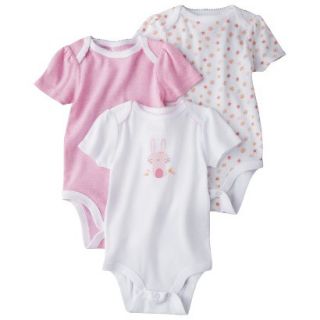 Circo Newborn Girls 3 Pack Short sleeve Bunny Bodysuit   Pink 6 9 M