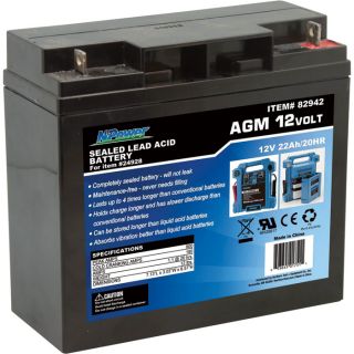 NPower Sealed Lead Acid Battery   AGM Type, 12V, 22 Amps