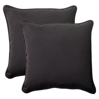 Outdoor 2 Piece Square Toss Pillow Set   Black Fresco Solid