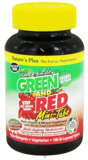 Natures Plus   Source Of Life Green And Red Mini Tabs With Anti Aging Nutrients   180 Tablets