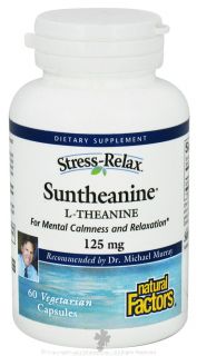 Natural Factors   Stress Relax Suntheanine L Theanine 125 mg.   60 Vegetarian Capsules Formerly L Theanine