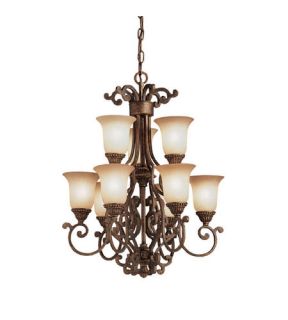 Larissa 9 Light Chandeliers in Tannery Bronze W/ Gold Accent 2304TZG