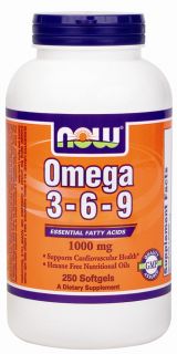 NOW Foods   Omega 3 6 9 1000 mg.   250 Softgels