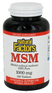 Natural Factors   MSM (Methyl sulfonyl methane) 1000 mg.   180 Tablets