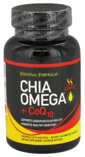 Essential Formulas   Chia Omega + CoQ10   60 Vegan Softgels
