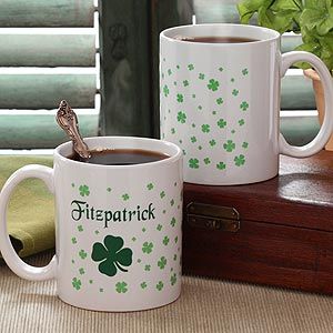 Personalized Coffee Mugs   Irish Shamrock
