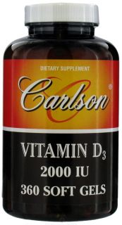 Carlson Labs   Vitamin D3 2000 IU   360 Softgels LUCKY PRICE