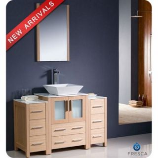 Fresca Torino 48 Light Oak Modern Bathroom Vanity with 2 Side Cabinets & Vessel