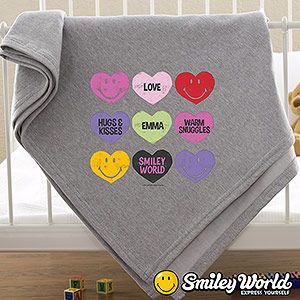 Personalized Smiley Face Kids Blankets   Loving Hearts