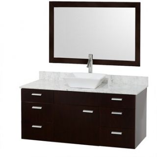 Encore 52 Bathroom Vanity Set   Espresso with White Carrera Marble Countertop