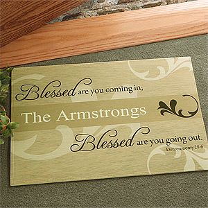 Personalized Religious Doormat   You Are Blessed