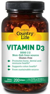 Country Life   Vitamin D3 5000 IU   200 Softgels