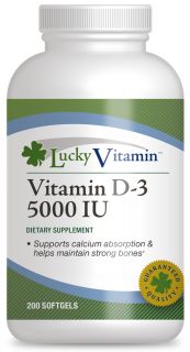 LuckyVitamin   Vitamin D 3 5000 IU   200 Softgels