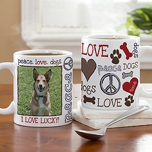 Personalized Dog Coffee Mugs   Peace, Love, Dogs