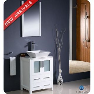 Fresca Torino 24 White Modern Bathroom Vanity with Vessel Sink