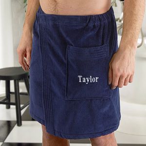 Embroidered Name Mens Towel Wrap