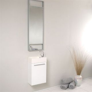 Fresca Pulito Small White Modern Bathroom Vanity with Tall Mirror